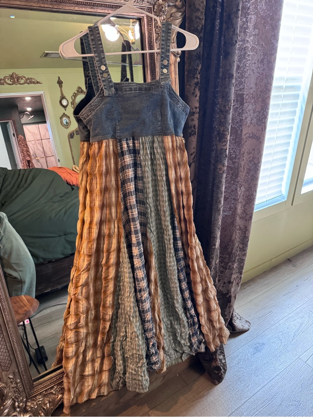 Boho demin Patchwork Maxi Dress mindy maes market size S